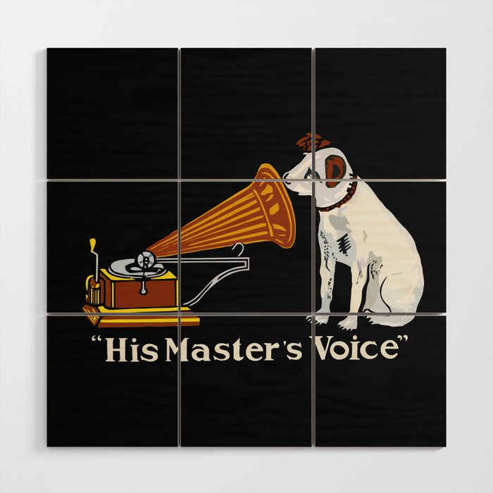 Retro his master's voice, Nipper the Dog Wood Wall Art