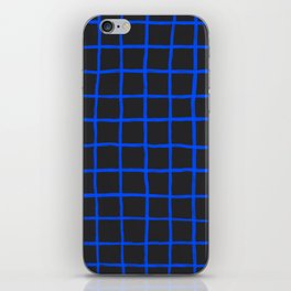 Cobalt Blue Grid over Charcoal Black iPhone Skin