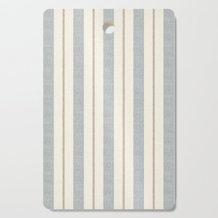 ivy stripes - blue, rust on cream Cutting Board