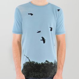 Ravens Flying Birds Over Trees All Over Graphic Tee