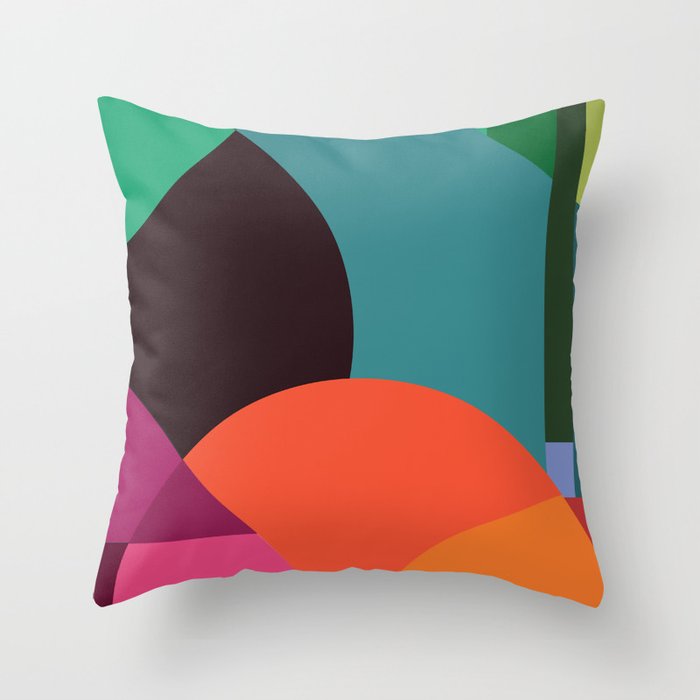 Pink Sunsets Geometric Abstract - Bybrije Throw Pillow