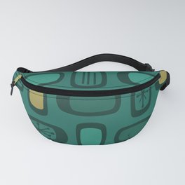 Midcentury MCM Rounded Rectangles Teal Gold Fanny Pack
