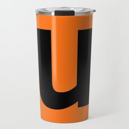 letter U (Black & Orange) Travel Mug