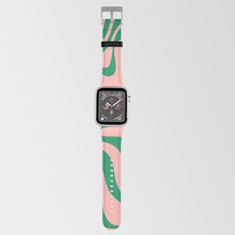 Liquid Swirl Retro Abstract Pattern in Pink and Bright Green Apple Watch Band
