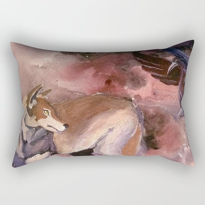 Wolf and Crow Rectangular Pillow