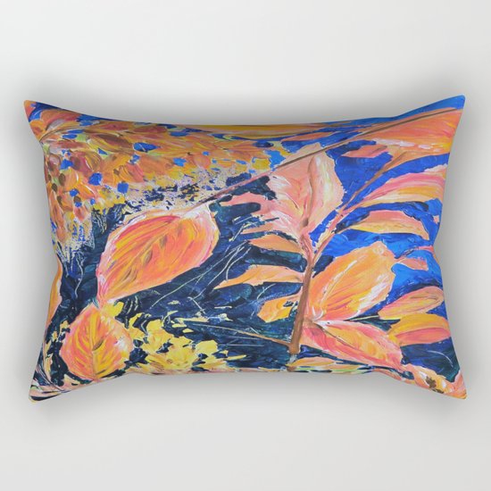 colored autumnleaves under the blue sky Rectangular Pillow