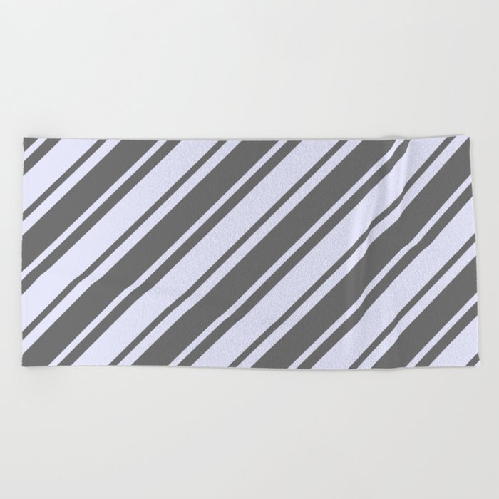 Dim Grey and Lavender Colored Lines Pattern Beach Towel