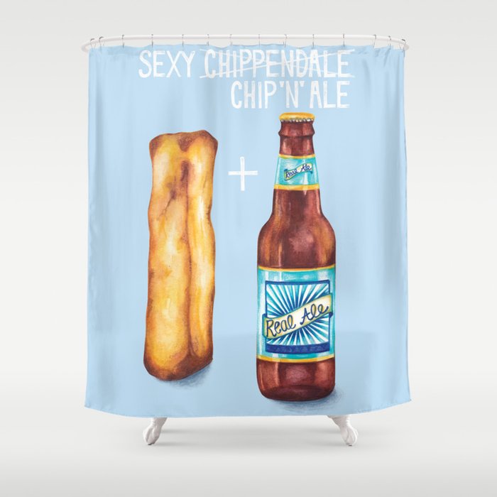 Food Pun - Sexy Chip 'N' Ale Shower Curtain