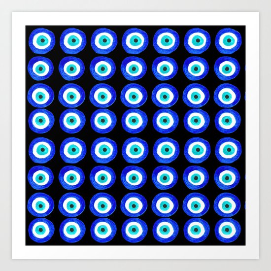 Evil Eye Talisman - on black Art Print