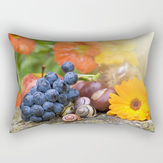 Lovely Autumn Fruits and Flowers in warm Sunlight Rectangular Pillow