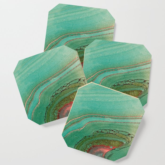 teal gold and pink acrylic agate Coaster