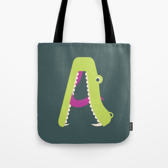 Letter A // Animal Alphabet // Alligator Monogram Tote Bag