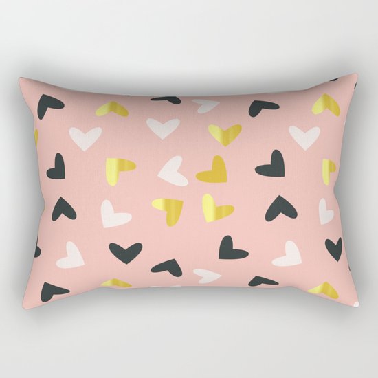 Heart pattern gold and rose Rectangular Pillow