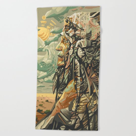native american portrait Beach Towel