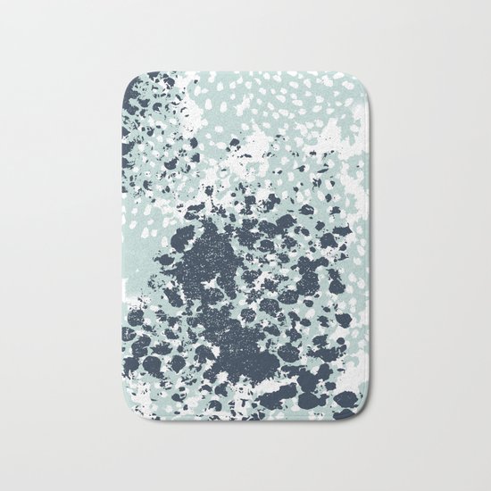 Textured mint and blue abstract painting dots pattern modern minimal art print Bath Mat