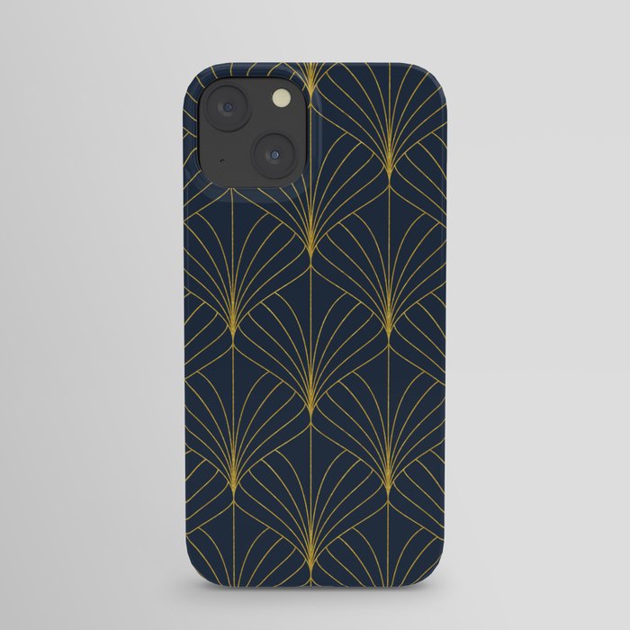 Blue Gold Art Deco Pattern Geometric iPhone Case