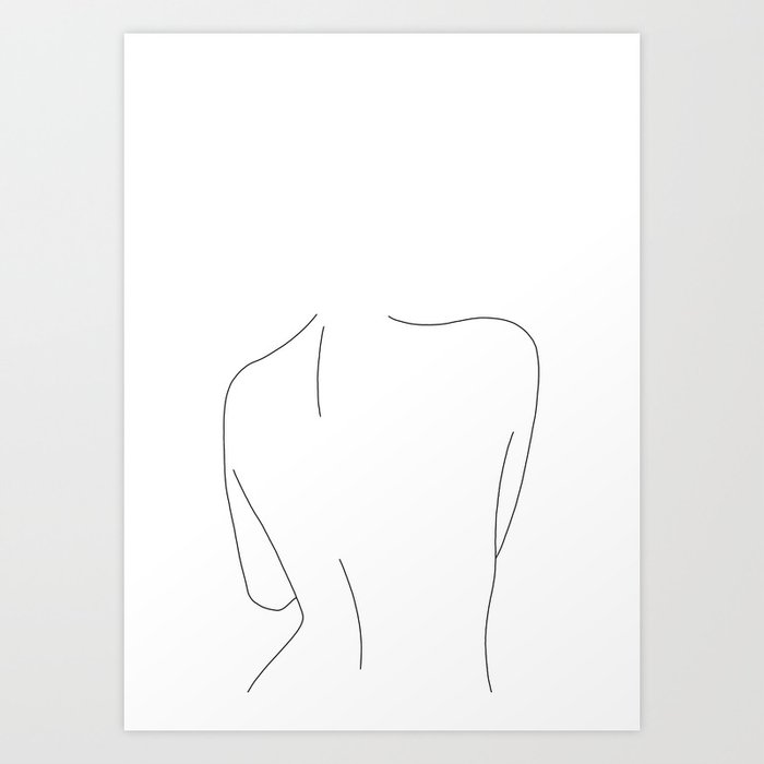 Nude back line drawing illustration - Drew Kunstdrucke Nude back line drawing illustration - Drew Kunstdrucke