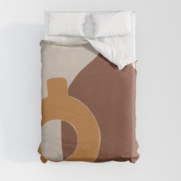 Duo Duvet Cover | Brown, Minimalism, Abstract, Minimal, Acrylic, Earthtones, Painting, Stilllife, Ceramic, Watercolor 