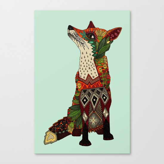 fox love mint Canvas Print