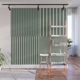 Stripes Pattern and Lines 14 in Sage Green Wall Mural