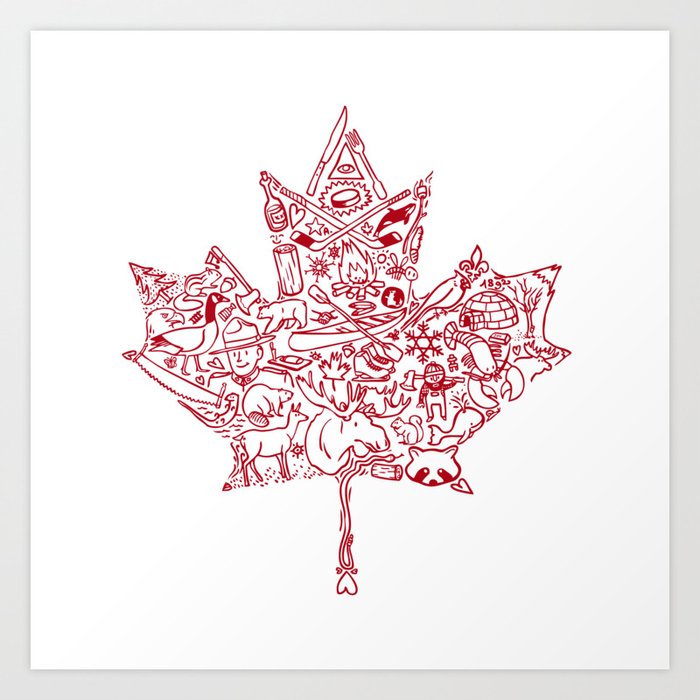 Maple Leaf - red Art Print