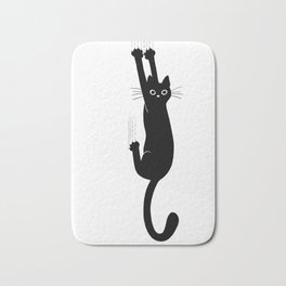 Black Cat Hanging On | Funny Cat Bath Mat | Blackcat, Catperson, Pets, Crazyblackcat, Catlover, Drawing, Catholdingon, Funnyblackcat, Catlady, Kitty 