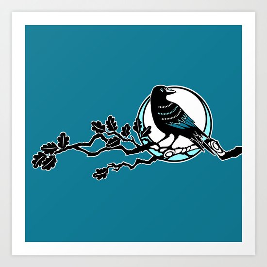 Crow and Oak Art Print
