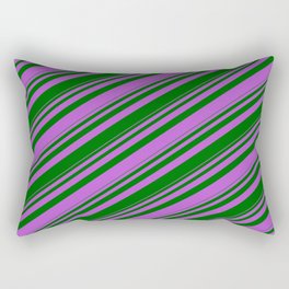 [ Thumbnail: Orchid & Dark Green Colored Striped Pattern Rectangular Pillow ]