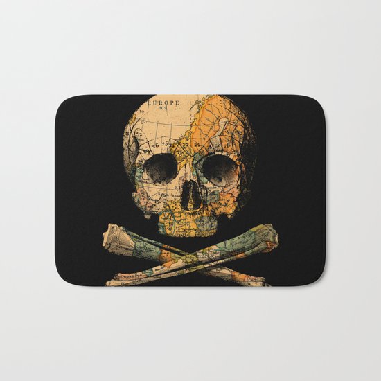 Treasure Map Skull Wanderlust Europe Bath Mat