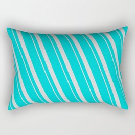 [ Thumbnail: Dark Turquoise & Light Gray Colored Lines/Stripes Pattern Rectangular Pillow ]