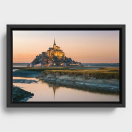 Sunset to Mont Saint Michel Framed Canvas