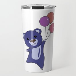 Bear Blue Flies With Balloons Sweet Animals Bear Travel Mug