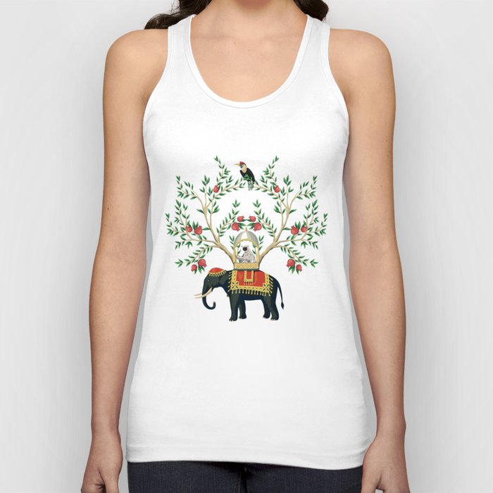 Chinoiserie Indian Elephant & Monkey Exotic Floral Tank Top