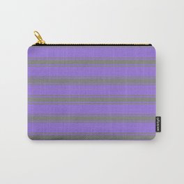[ Thumbnail: Purple & Grey Colored Lined Pattern Carry-All Pouch ]