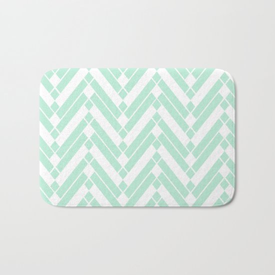 Chevron Herringbone ZigZag pattern - light mint green #Society6 Bath Mat