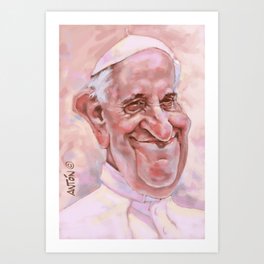 Caricature of Pope Francis Art Print