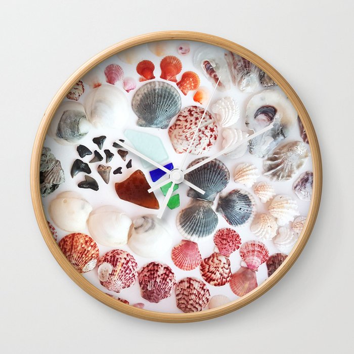 Shark Teeth And Sea Glass Wall Clock