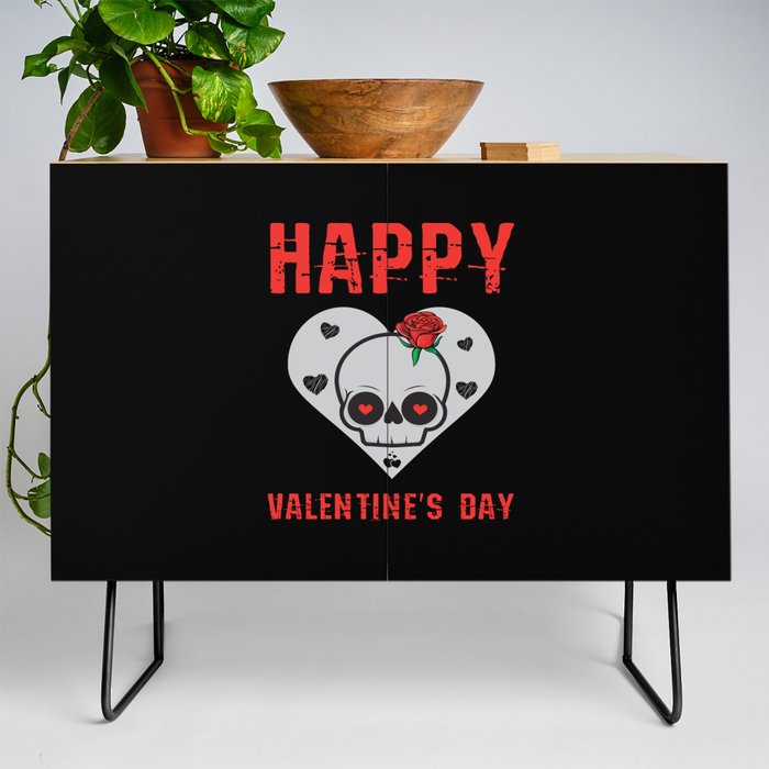 Happy Valentines Day Skull Credenza