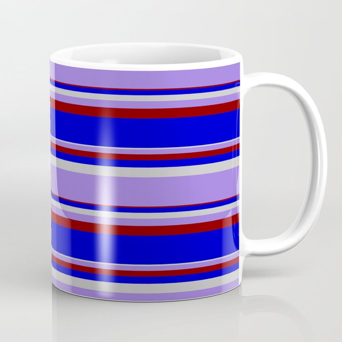 Grey, Purple, Maroon & Blue Colored Lined/Striped Pattern Coffee Mug