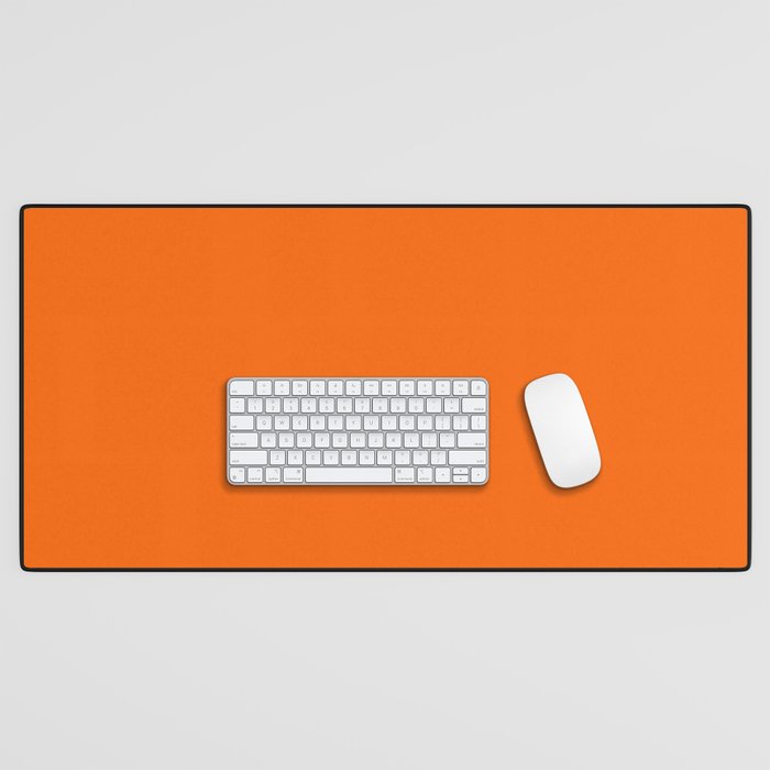 Hot Orange Simple Solid Color Minimalist Trend Desk Mat