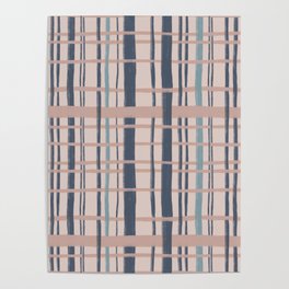 Blue and pink lines. Geometric ornament. Poster