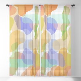 Spring summer vibrant colours abstract shapes Sheer Curtain