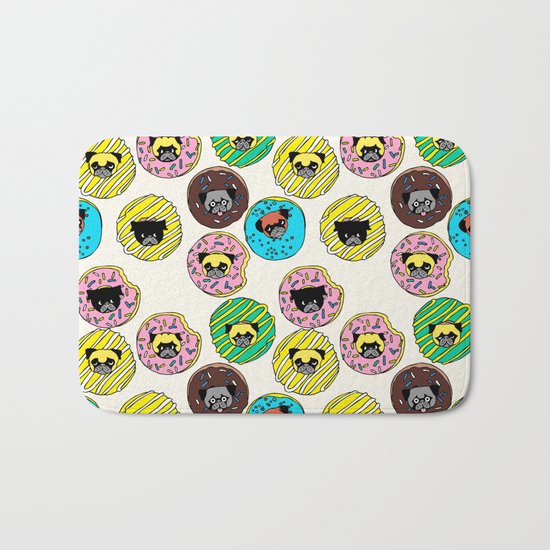Pug Donuts Bath Mat