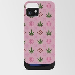 Pink Marijuana tile pattern. Digital Illustration background iPhone Card Case