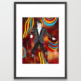 Japanese Elvis with Multicolored-Laced Background Framed Art Print