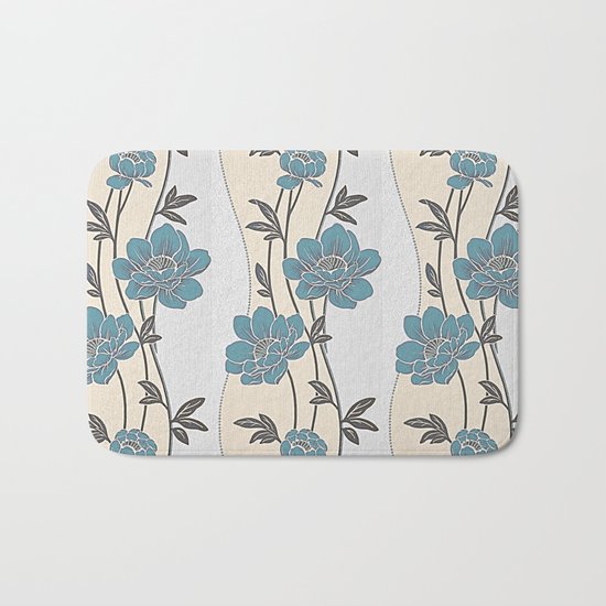 Greenish Blue Flower Garland Bath Mat
