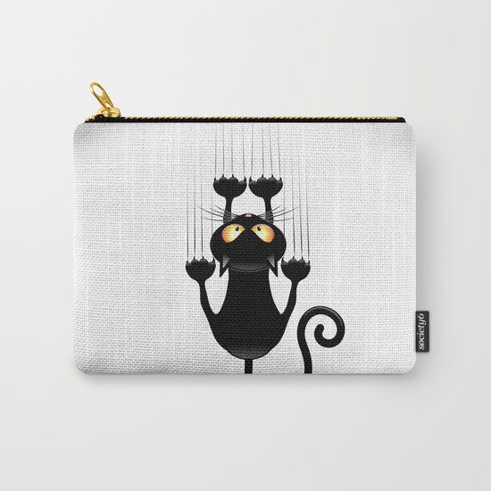Black Cat Cartoon Scratching Wall Carry-All Pouch