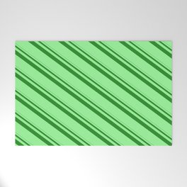 [ Thumbnail: Forest Green & Green Colored Lined/Striped Pattern Welcome Mat ]