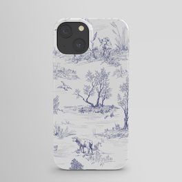 Toile de Jouy Vintage French Navy Blue White Pattern iPhone Case