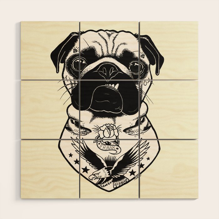 Dog Tattooed Pug Wood Wall Art By Papertigress